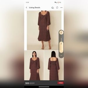 FAITHFULL THE BRAND Tangerina Midi Dress Polka Dot, Size 8, New NWT